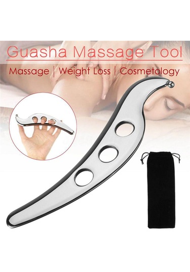 Suntek Paslanmaz Çelik Gua Sha Kurulu Kas Kazıma Masaj Aleti Gümüş