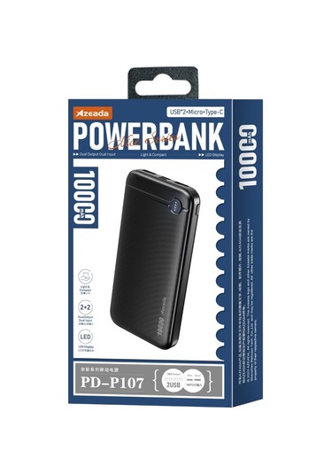 Azeada 10000 Mah 5V-2A Type-C Usb Giriş Led Işıklı Gösterge Powerbank