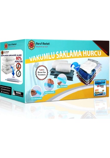 3 Adet Vakumlu Poşet Seti 60 Cm X 80 Cm Orta Boy Yastık, Elbise Vakumlu Hurç Şeffaf