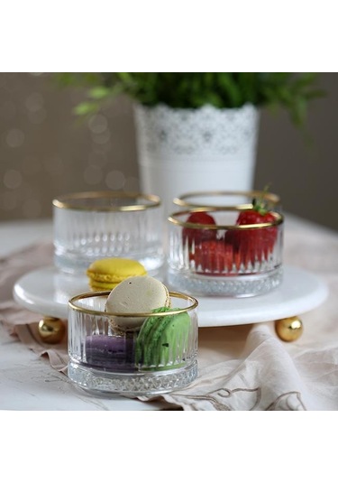 Akayev Mermer Beyaz 25 CM Boncuk Ayak Gold Elysia 4'lü Reçellik I