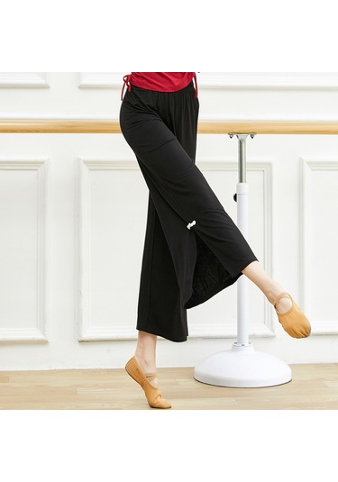 Ximistore9 Kadınlar İçin Yüksek Bel, Geniş Bacaklı, Yan Açık, Esnek Belbandı Modal Yoga Spor Pantolon - Siyah K8675 SiYAH