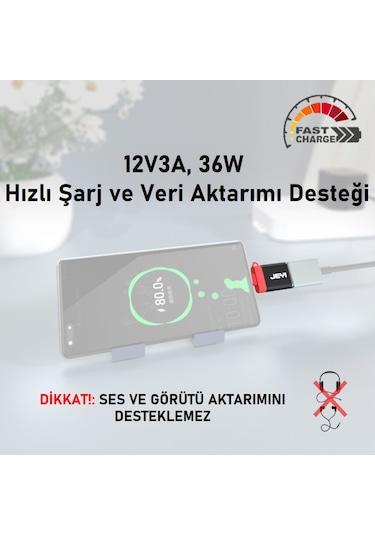 JEYI USB 3.1 Type-C (Erkek) to Type-A (Dişi) V2