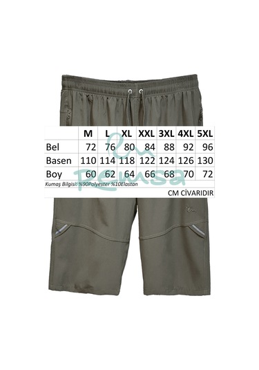 Ters Fermuar Erkek Şort Mayo Rks-08 Haki Haki Yeşil