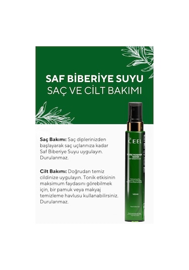 The Ceel Biberiye Suyu Dökülme Karşıtı ve Hızlı Saç Uzatma Etkili Saf Saç Toniği 100 ml