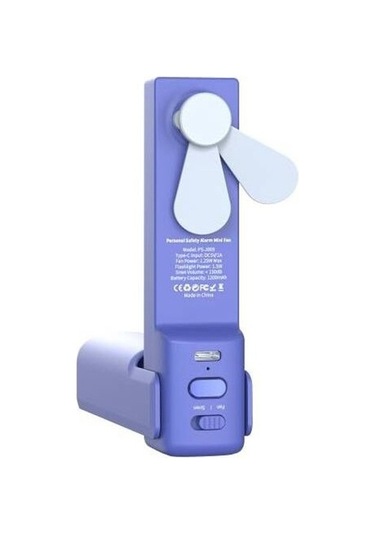 Zhkj Shop Ps-j009 Led Işık Buzzer Alarm Mini Katlanır El Hd Fan Süt Beyaz 9302 Lacivert