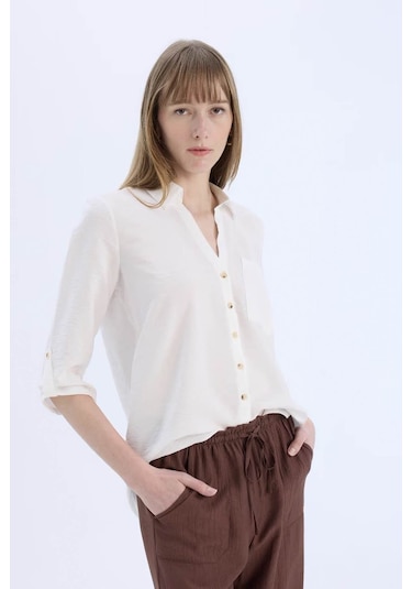 Defacto Regular Fit Beyaz Kadın Gömlek M9407az/wt16 Beyaz Defacto Regular Fit Beyaz Kadın Gömlek M9407az/wt16 Beyaz