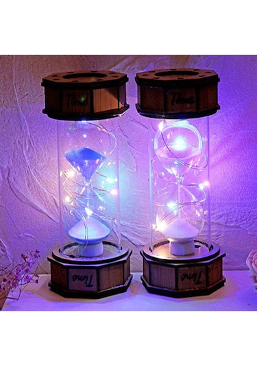 Işikli Dekoratif Ahşap Kum Saati