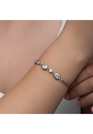 Blackcraft 925 Ayar Gümüş Oval Taşlı Kadın Bileklik Bc-50bd4d