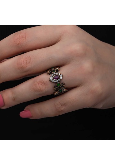 Blackcraft Gümüş Ayarlanabilen Otantik Mekik Kadın Yüzük Bc-12fb13 Renkli