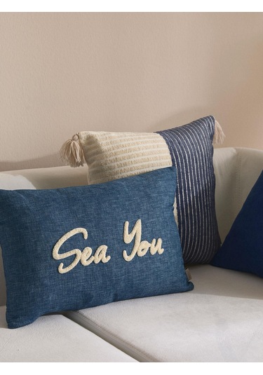 Sea You 4'lü Kırlent Kılıf Seti Mavi