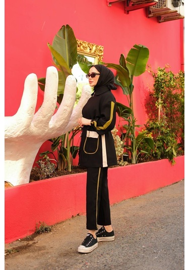 Tesettür Eşofman Takımı Fermuarlı Ikili Takımı Siyah 450 Siyah