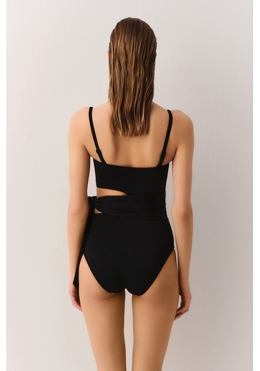 Suwen Yandan Bağlamalı Straplez Mayo Sbn25735012 Siyah