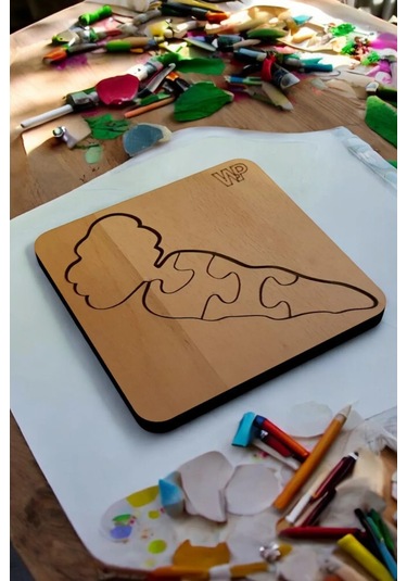 Plywood Ahşap Boyanabilir Çocuklar Puzzle 4mm Havuç