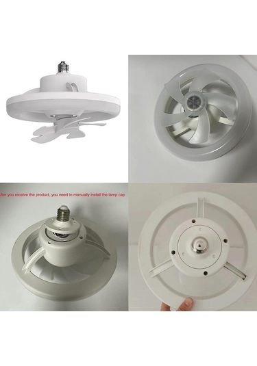 Işıklı Kısılabilir Tavan Vantilatörü E27 Led Avize Uzaktan Kumandalı 360 Derece Döndürme Beyaz