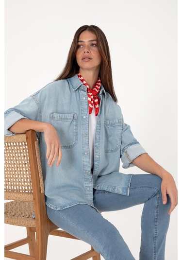 U.s. Polo Assn. Kadın Denim Gömlek 2109053 Mavi