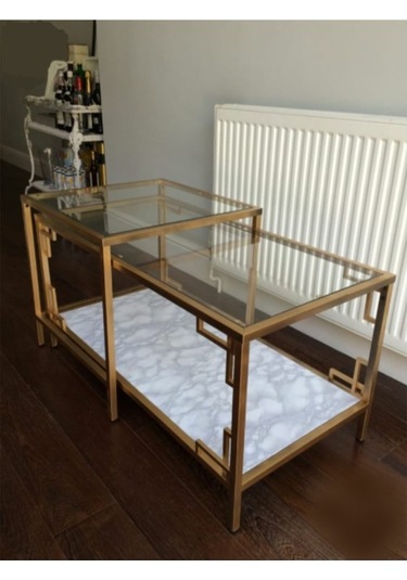 Paola 2'li Gold Metal Orta Sehpa