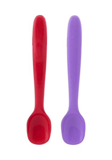 Silicolife Silikon Mama Kaşığı 2 Adet - Kırmızı Lila Kırmızı - Lila