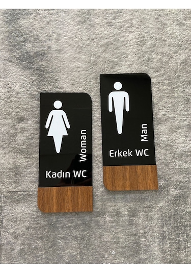 Timber Serisi Erkek Kadın Wc Set Yönlendirme Levhası