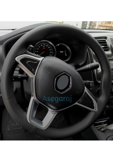 Chevrolet Tüm Modellere Uyumlu Dikmeli Direksiyon Kılıfı Soft Siyah Ipli 38cm 10cm