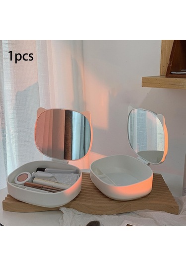 Suntek Makyaj Aynası Bilezikli Saklama Kutusu Hafif Beyaz