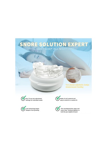 Qingmipy Gece Diş Gıcırdatma Önleyici Ayarlanabilir Dişlik, Beyaz Renk, Rahat Kullanım