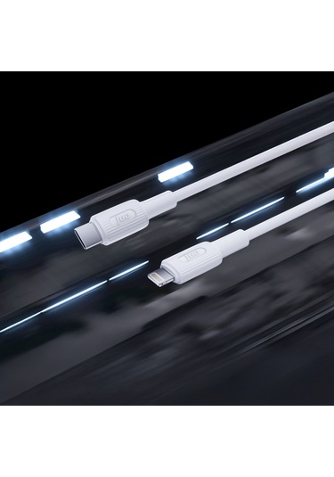 Juo JCBS272-W 27W USB Type-C To Lightning İphone Uyumlu iPad Silikon Hızlı Şarj ve Data Kablosu Beyaz 2 Metre