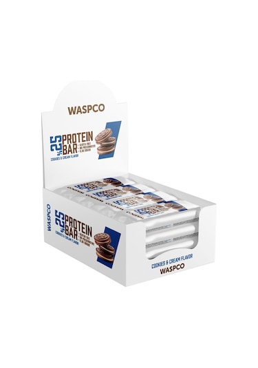 Waspco Bitter Çikolata Kaplı Bisküvi Aromalı Protein Bar 36G x 12 Adet