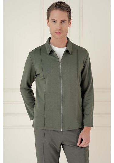 Efor Slim Fit Fermuarlı Yan Cep Mevsimlik Casual Haki Mont Mt 174 Haki