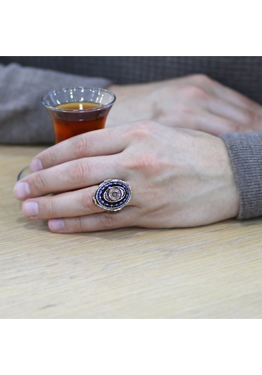 Mavi Sıkma Kehribar Üzerine Hüsn-I Hat "Ayet-El Kürsi" Yazılı 925 (537174674)