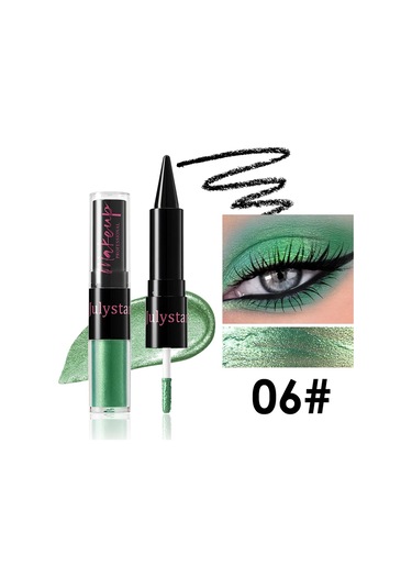 Dumanlı Sedefli Yeşil Likit Göz Farı 2'si 1 Arada Glitter Metalik Göz Farı 06 4.2g 01