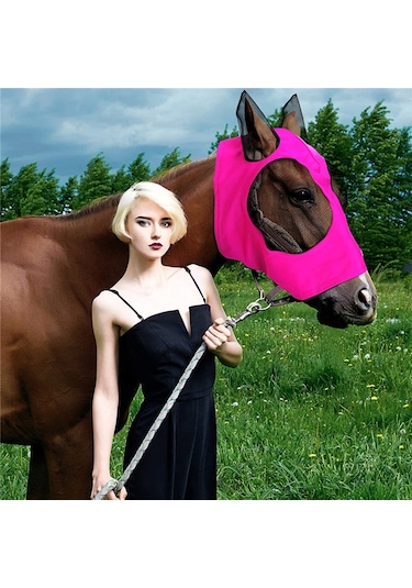 Vkemall Atkı Kuşaklı At Yüz Maskesi, Göz Ve Kulak Koruması, Nemlendirici Ağı, Evrensel Boy, Siyah