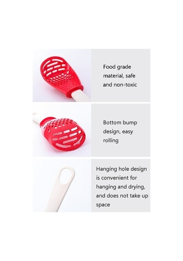 Fastbuy 3'lü Set Paslanmaz Mutfak Aksesuarları - Kırmızı Saplı Spatula Ve Çırpma Telı Kırmızı