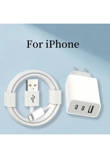 Xuweiwei Usb Ve Usb C Portlu Duvar Sarj Cihazi Şarj Başlığı 2 Adet 1m Veri Kablosu 2 Adet İphone Uyumlu 14 13 12 X Airpods Pro Uygun Altın