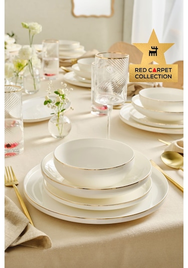 Karaca  Red Carpet Collection Stream Bone Merope 53 Parça 12 Kişilik Yemek Takımı Gold