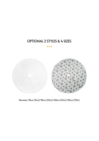 Qingmipy Yumuşak Kar Tanesi Desenli Noel Ağacı Eteği - 31 İnç Beyaz Peluş Dekor Çok Renkli