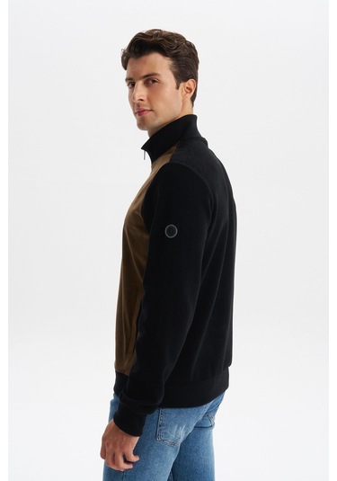 Arma Erkek Regular Fit Selanik Kumaş Dik Yaka Fleto Cepli Basic Sweatshirt Kazak K30324698502 Siyah