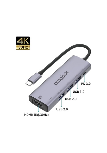 Cbtx Amalınk Al-95123d 5'i 1 Arada 86w Güç Dağıtımı Tip C Hub 4k Hdmı 2x Usb 2.0 3.0 Pd 3.0 Adaptörü Mac Os X Microsoft Windows İçin