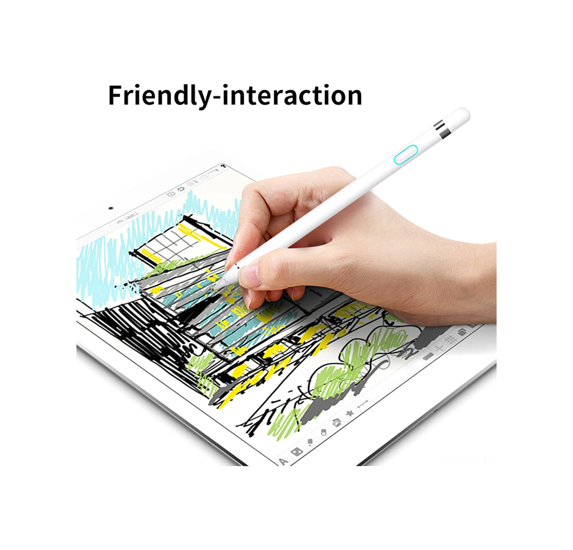 Moveevo Beyaz 1.45mm Uçlu Şarj Edilebilir Dokunmatik Kalem - Android/ıos Uyumlu, 140mah Batarya, Pijamalı Ve Ekran Koruyucu