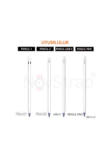 Novstrap  Pencil 1-2 Nesil Usb-c Pro İle Uyumlu Kalem Ucu Koruyucu Silikon Kılıf 12 Adet Paket