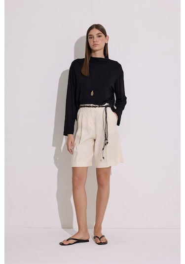 Dökümlü Uzun Kol Bluz Siyah Siyah