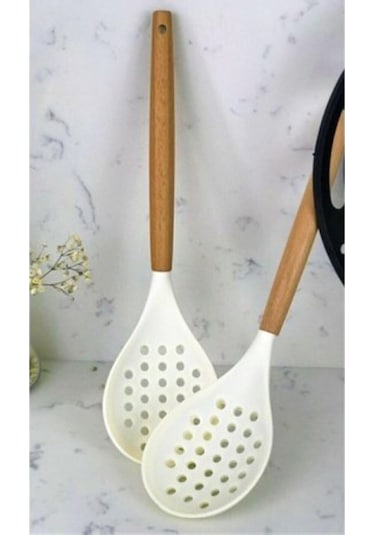 Qerhome Bambu Saplı Silikon Kevgir Krem 1 Adet