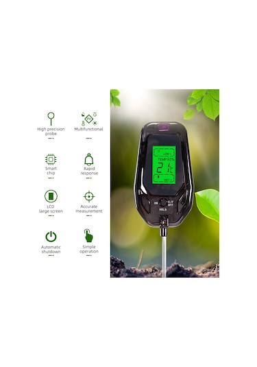 Springsun 5'li Sensörlü Toprak Analiz Cihazı: Ph/nem/sıcaklık/ışık/asitlik Ölçer Çiftlik & Bahçe Bitkileri