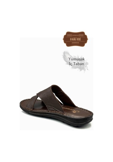 Hakiki Gerçek Deri Erkek Terlik Hafif Terlik Deri G Şır Kahve G Şır Kahve