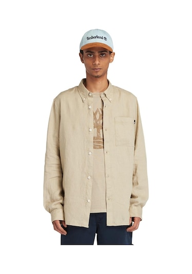 Timberland Tb0a66b9 Linen Chest Pocke Bej Erkek Gömlek Bej