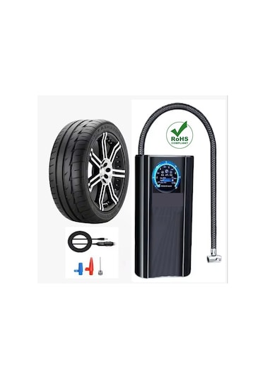 Slim Siyah Model Oto Kompresör Göstergeli Araç Lastik Şişirici