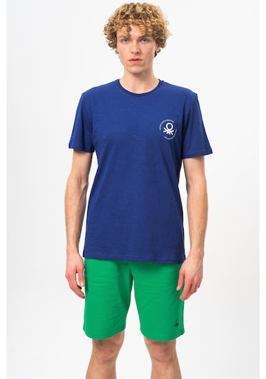 Benetton Bnt-m099-r-23y Erkek T-shirt Bnt-m099-r-r1078 Lacivert
