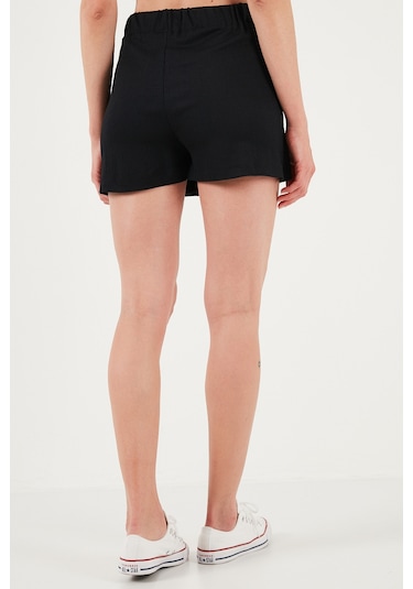 Lela Streç Bağlamalı Slim Fit Yüksek Bel Mini Bayan Şort Etek 5865745 Siyah Lela Streç Bağlamalı Slim Fit Yüksek Bel Mini Bayan Şort Etek 5865745 Siyah