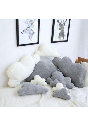 Gri Atmak Yastık Sevimli Rahat Dokunmatik Pp Pamuk Dolması Oturma Odası Kanepe Bulut Şekli Yastık Yastık Günlük Kullanım L