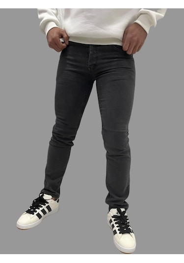 Erkek Dar Paça Düz Newone Füme Kot Pantolon Füme