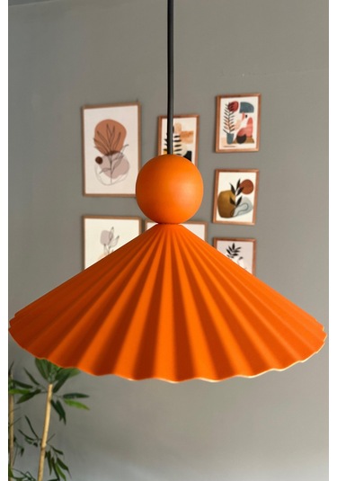 Avilla Metal Avize Tekli Turuncu Tek Boncuk Kafa Rustik Cafe Mutfak Modern Sarkıt Aydınlatma Turuncu